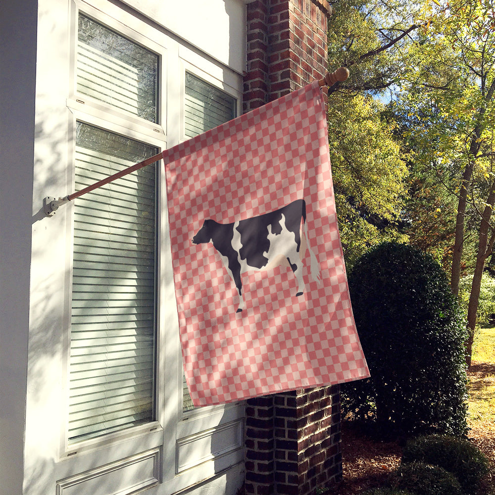 Holstein Cow Pink Check Flag Canvas House Size BB7822CHF  the-store.com.