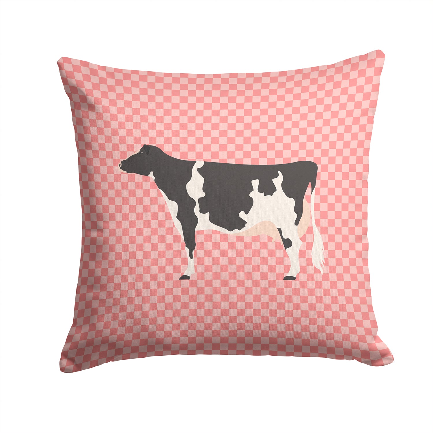 Holstein Cow Pink Check Fabric Decorative Pillow BB7822PW1414 - the-store.com