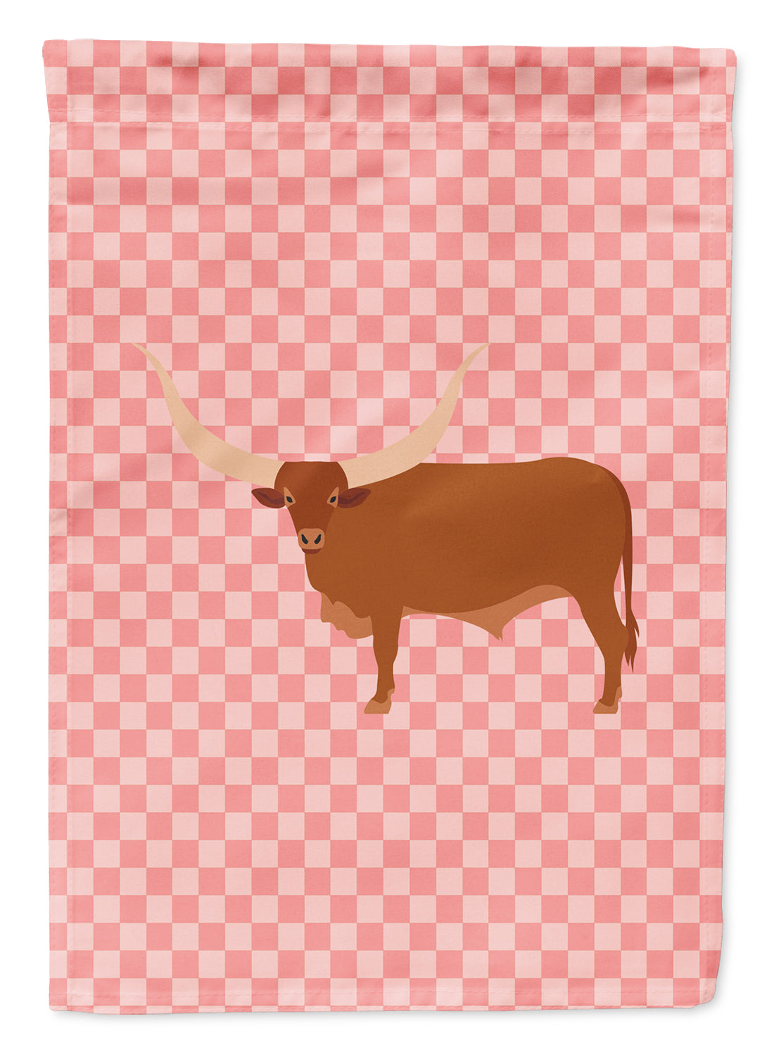 Ankole-Watusu Cow Pink Check Flag Garden Size  the-store.com.