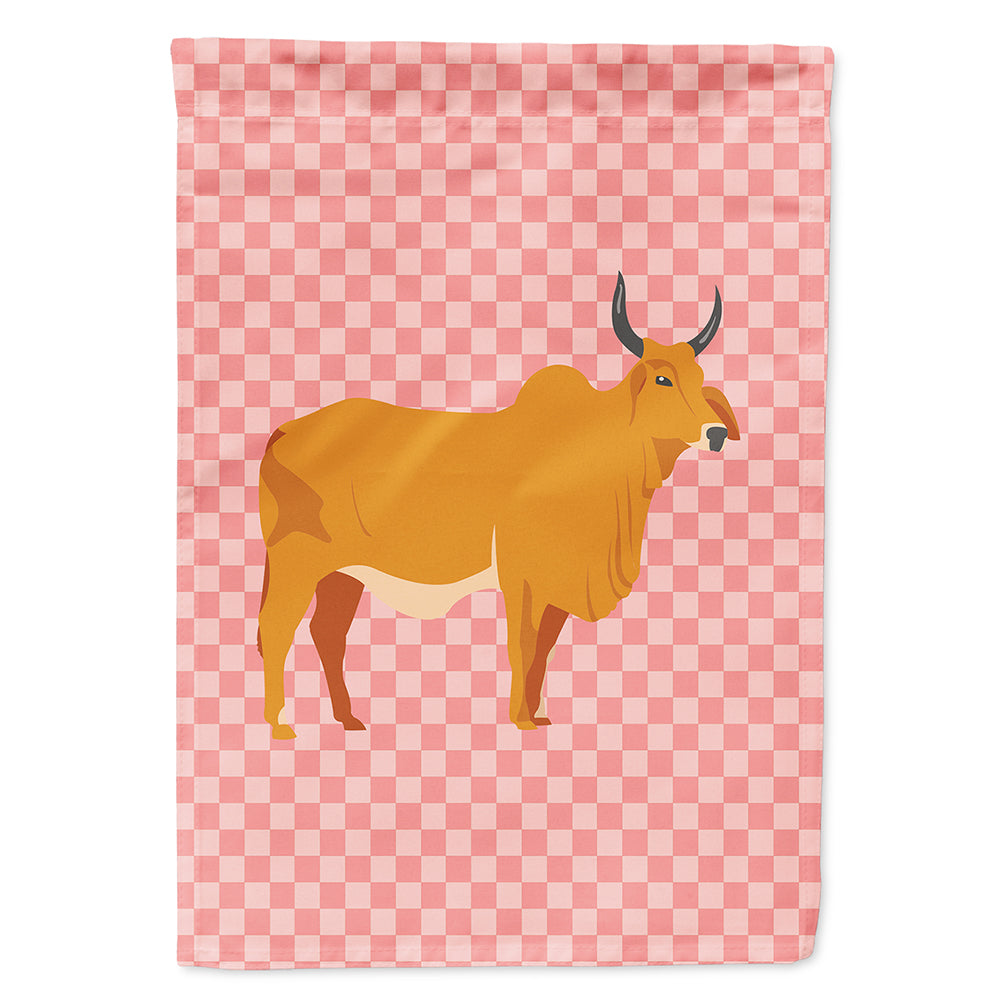 Zebu Indicine Cow Pink Check Flag Canvas House Size BB7825CHF  the-store.com.