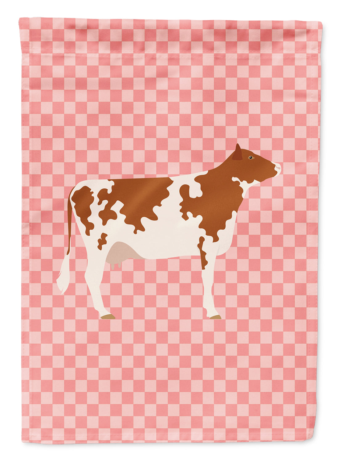 Ayrshire Cow Pink Check Flag Garden Size  the-store.com.