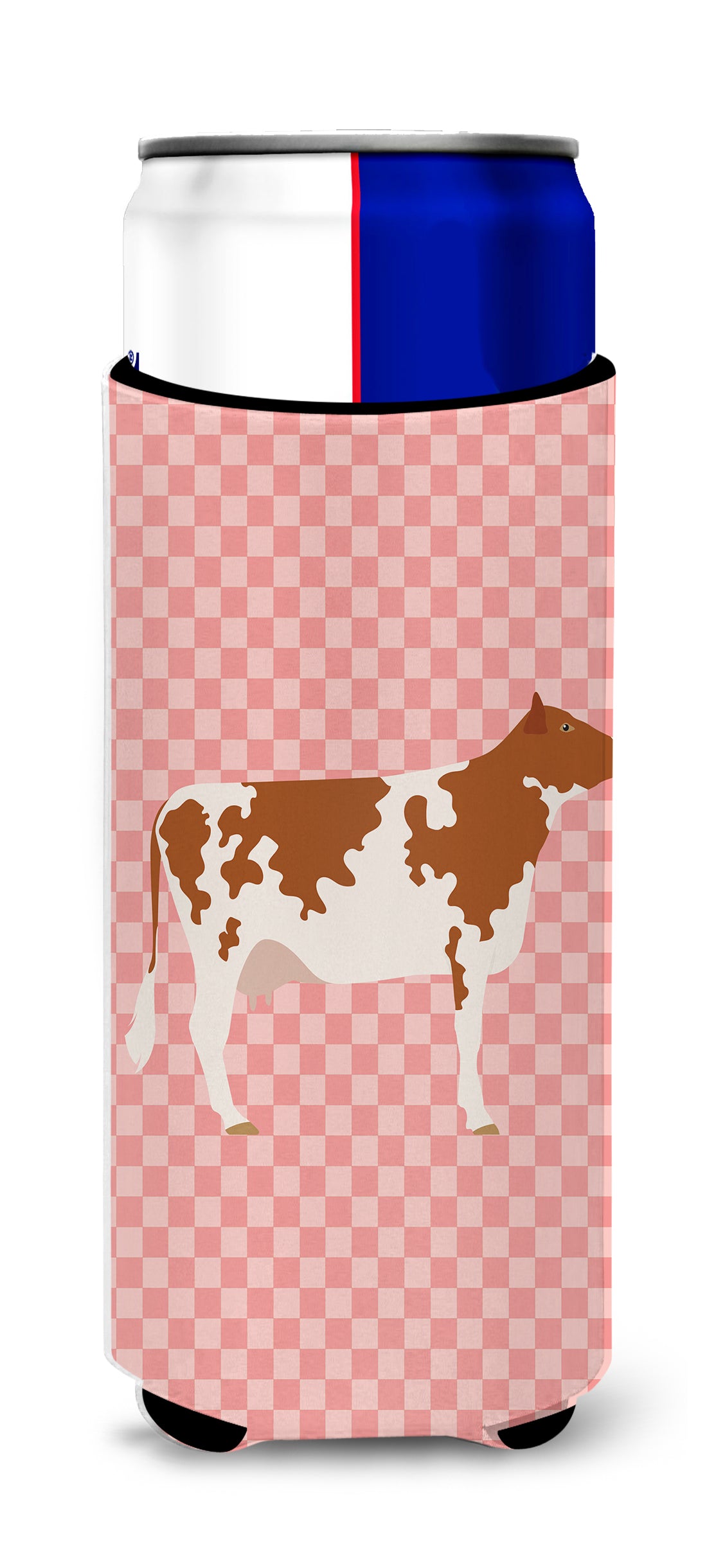 Ayrshire Cow Pink Check  Ultra Hugger for slim cans  the-store.com.