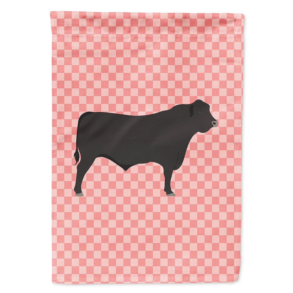 Black Angus Cow Pink Check Flag Canvas House Size BB7828CHF  the-store.com.