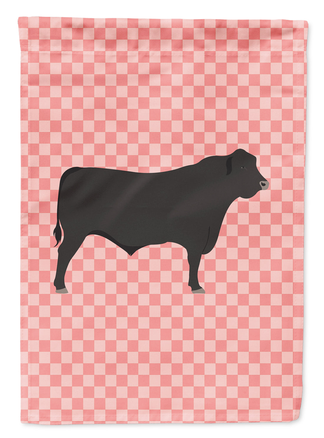 Black Angus Cow Pink Check Flag Garden Size  the-store.com.