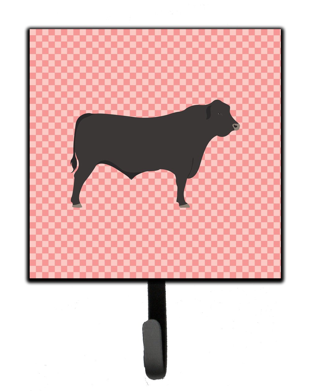 Black Angus Cow Pink Check Leash or Key Holder by Caroline&#39;s Treasures