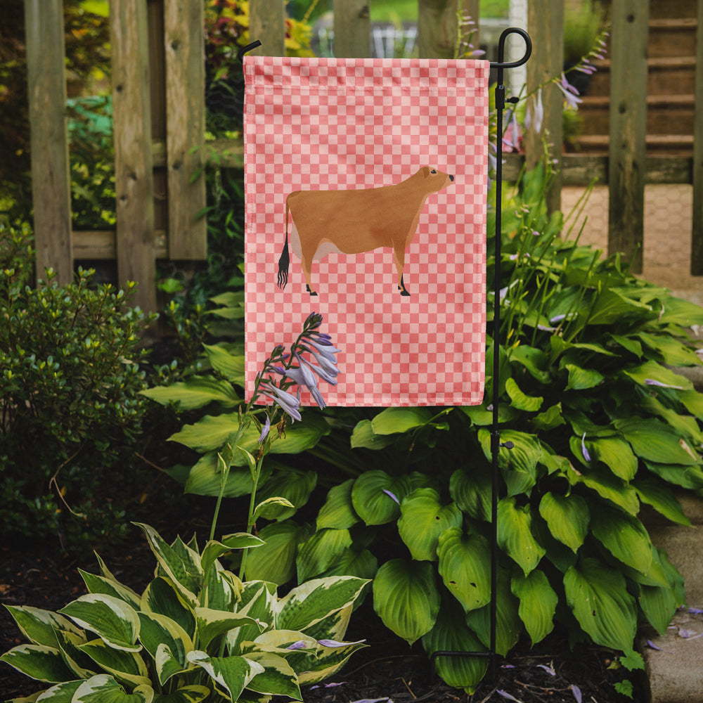 Jersey Cow Pink Check Flag Garden Size  the-store.com.