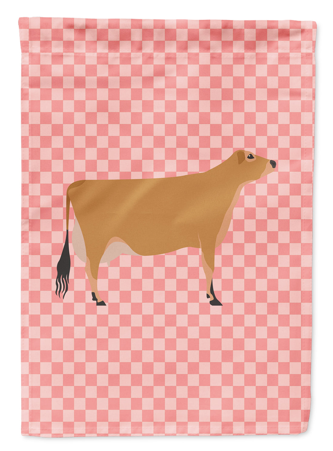 Jersey Cow Pink Check Flag Garden Size  the-store.com.