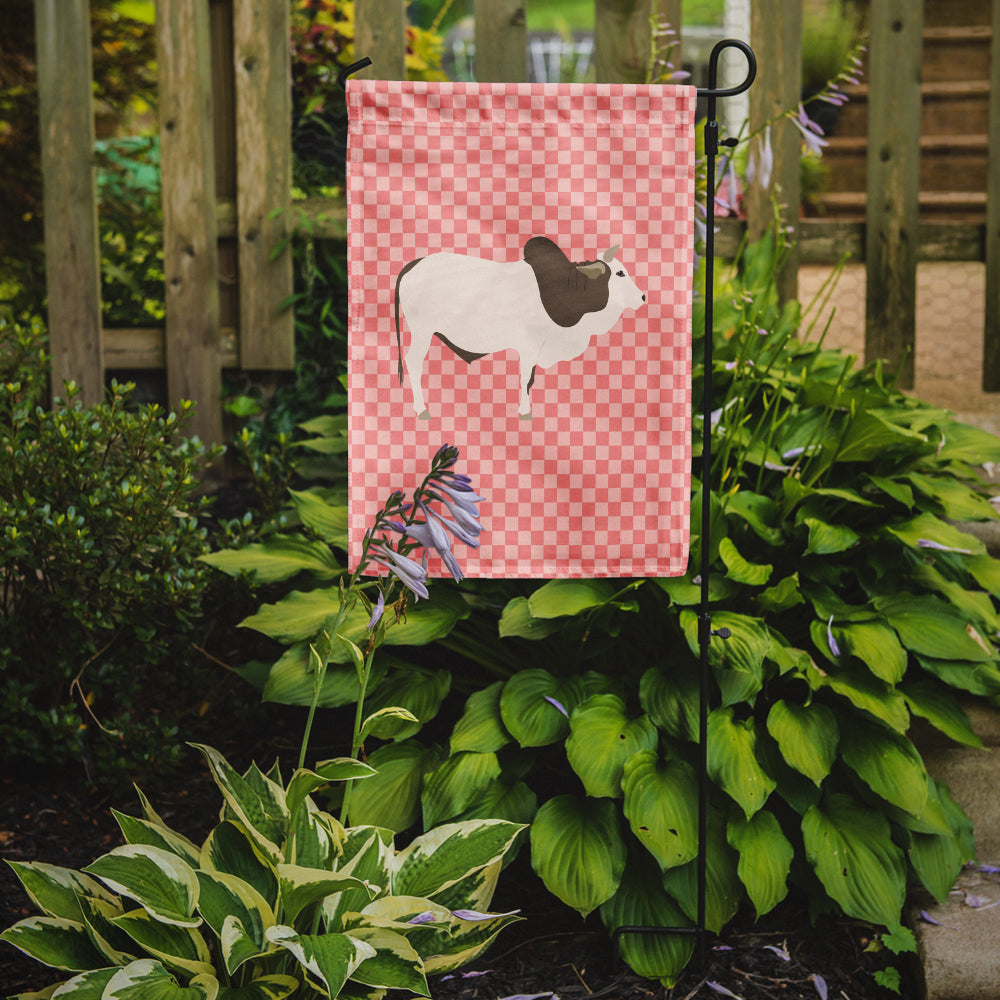 Malvi Cow Pink Check Flag Garden Size  the-store.com.