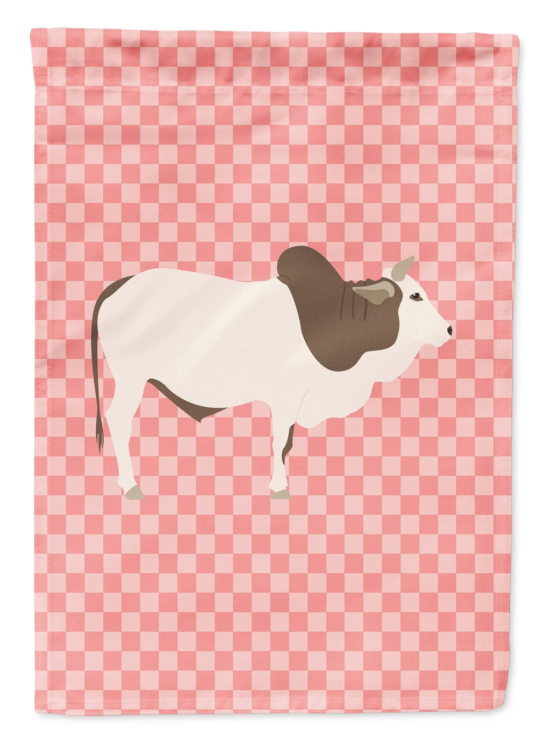 Malvi Cow Pink Check Flag Garden Size  the-store.com.