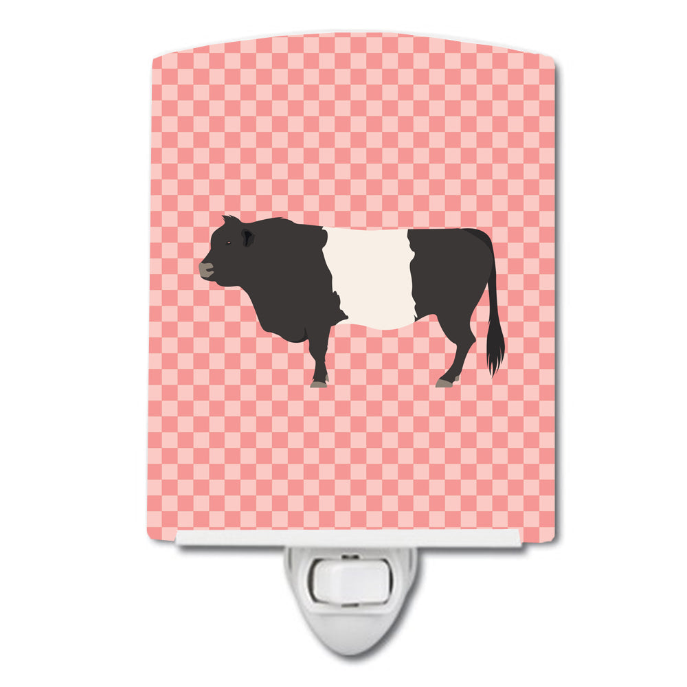 Belted Galloway Cow Pink Check Ceramic Night Light BB7831CNL - the-store.com