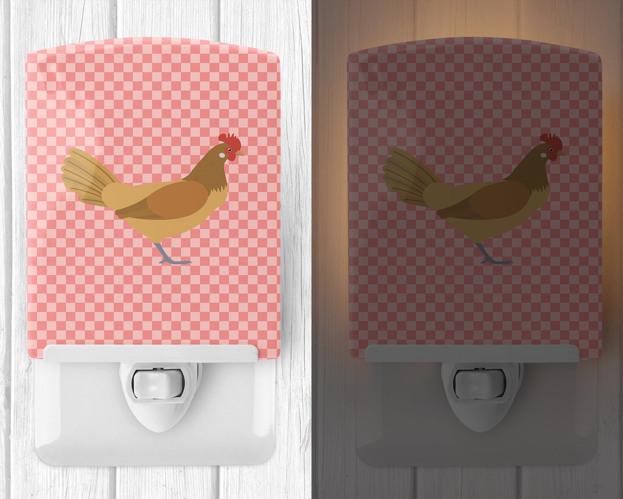 Frisian Friesian Chicken Pink Check Ceramic Night Light BB7832CNL - the-store.com