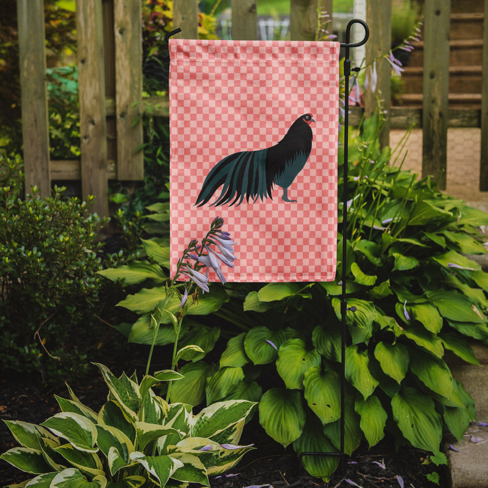 Sumatra Chicken Pink Check Flag Garden Size  the-store.com.