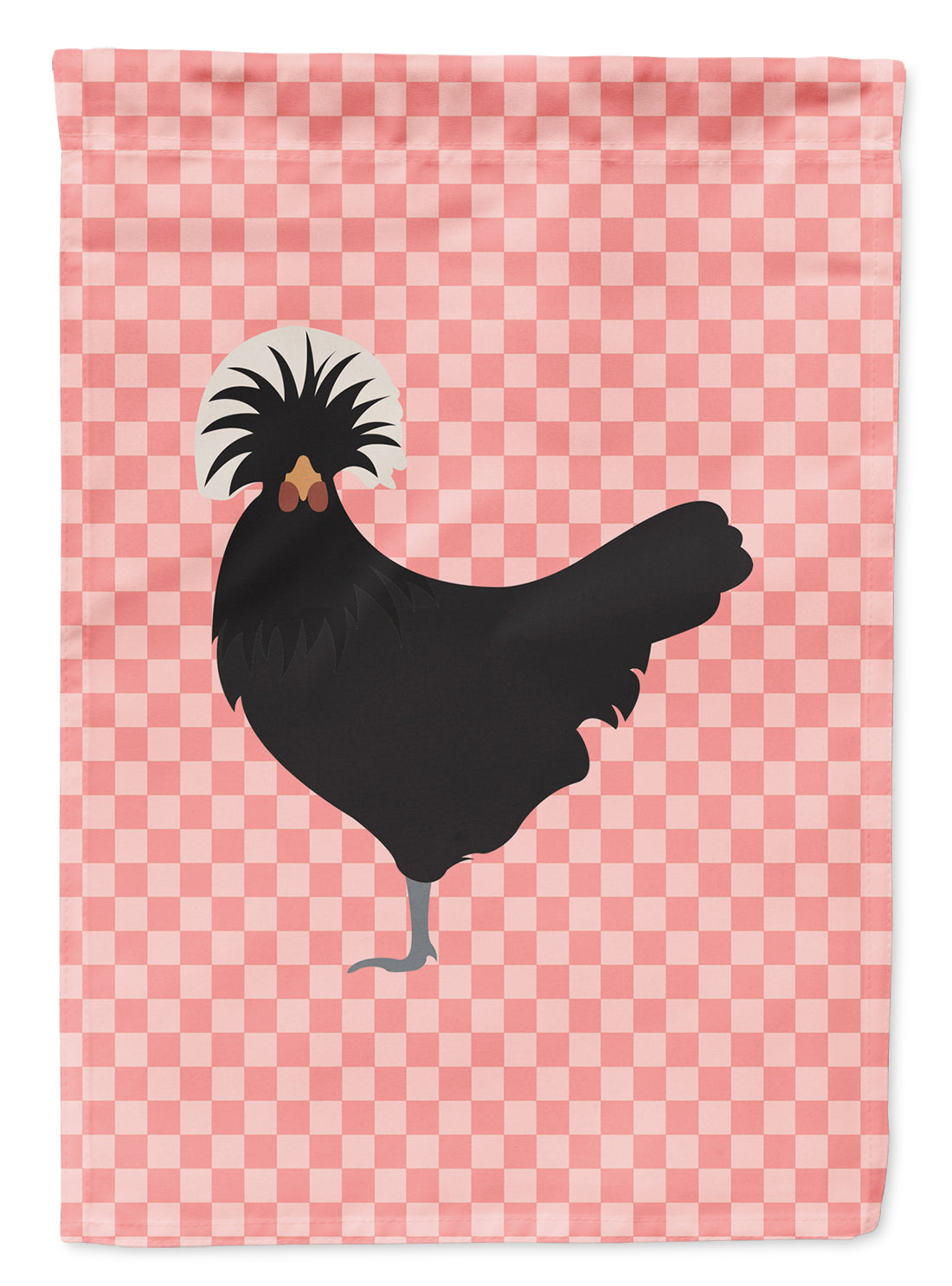 Polish Poland Chicken Pink Check Flag Garden Size  the-store.com.