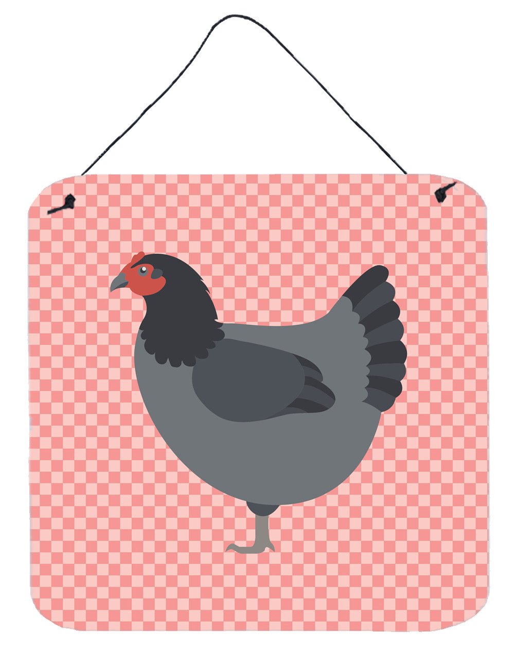 Jersey Giant Chicken Pink Check Wall or Door Hanging Prints BB7835DS66 by Caroline's Treasures