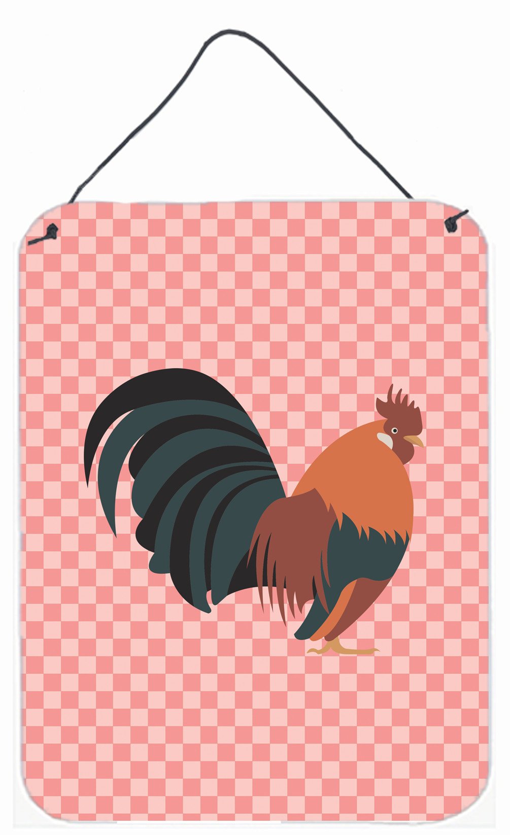 Dutch Bantam Chicken Pink Check Wall or Door Hanging Prints BB7836DS1216 by Caroline's Treasures