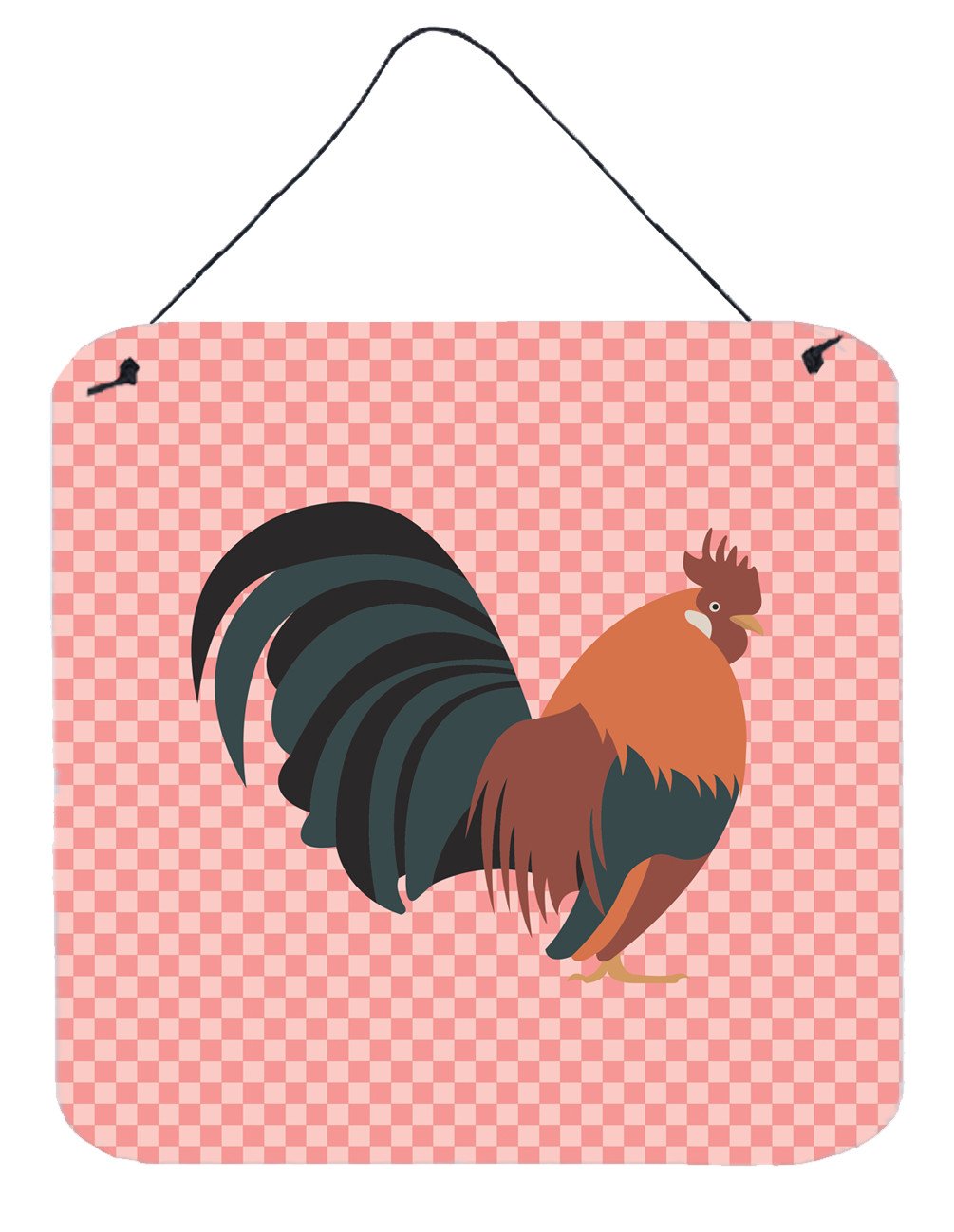 Dutch Bantam Chicken Pink Check Wall or Door Hanging Prints BB7836DS66 by Caroline's Treasures