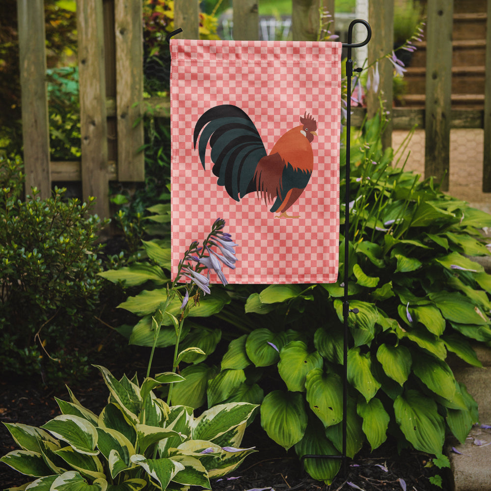 Dutch Bantam Chicken Pink Check Flag Garden Size  the-store.com.