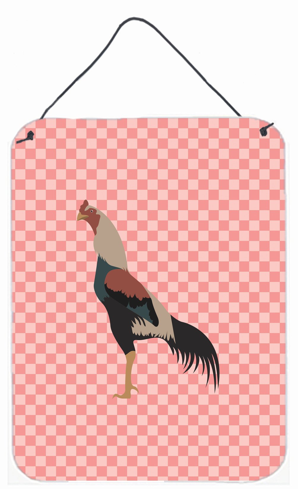 Kulang Chicken Pink Check Wall or Door Hanging Prints BB7838DS1216 by Caroline's Treasures