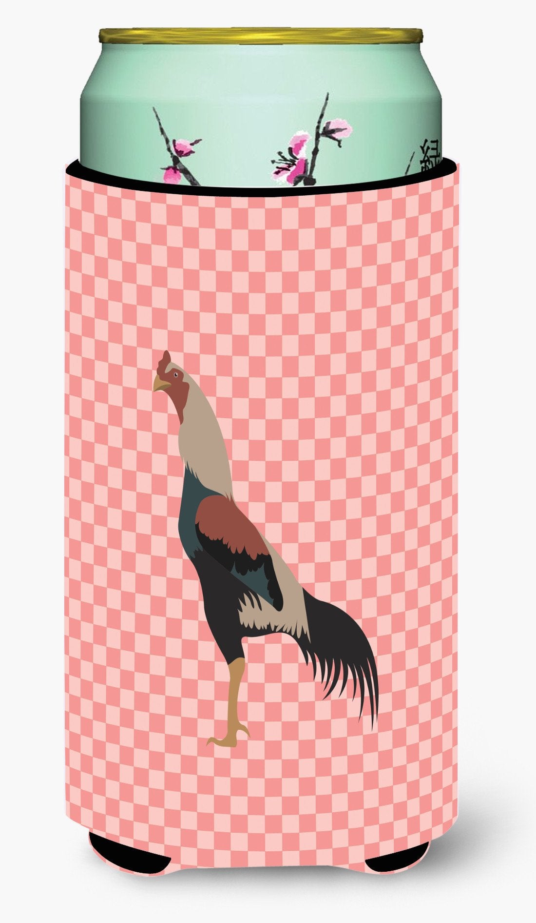 Kulang Chicken Pink Check Tall Boy Beverage Insulator Hugger BB7838TBC by Caroline's Treasures