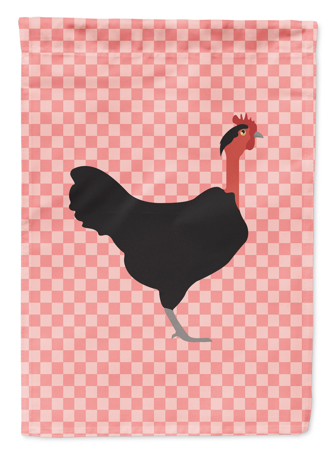 Naked Neck Chicken Pink Check Flag Garden Size  the-store.com.