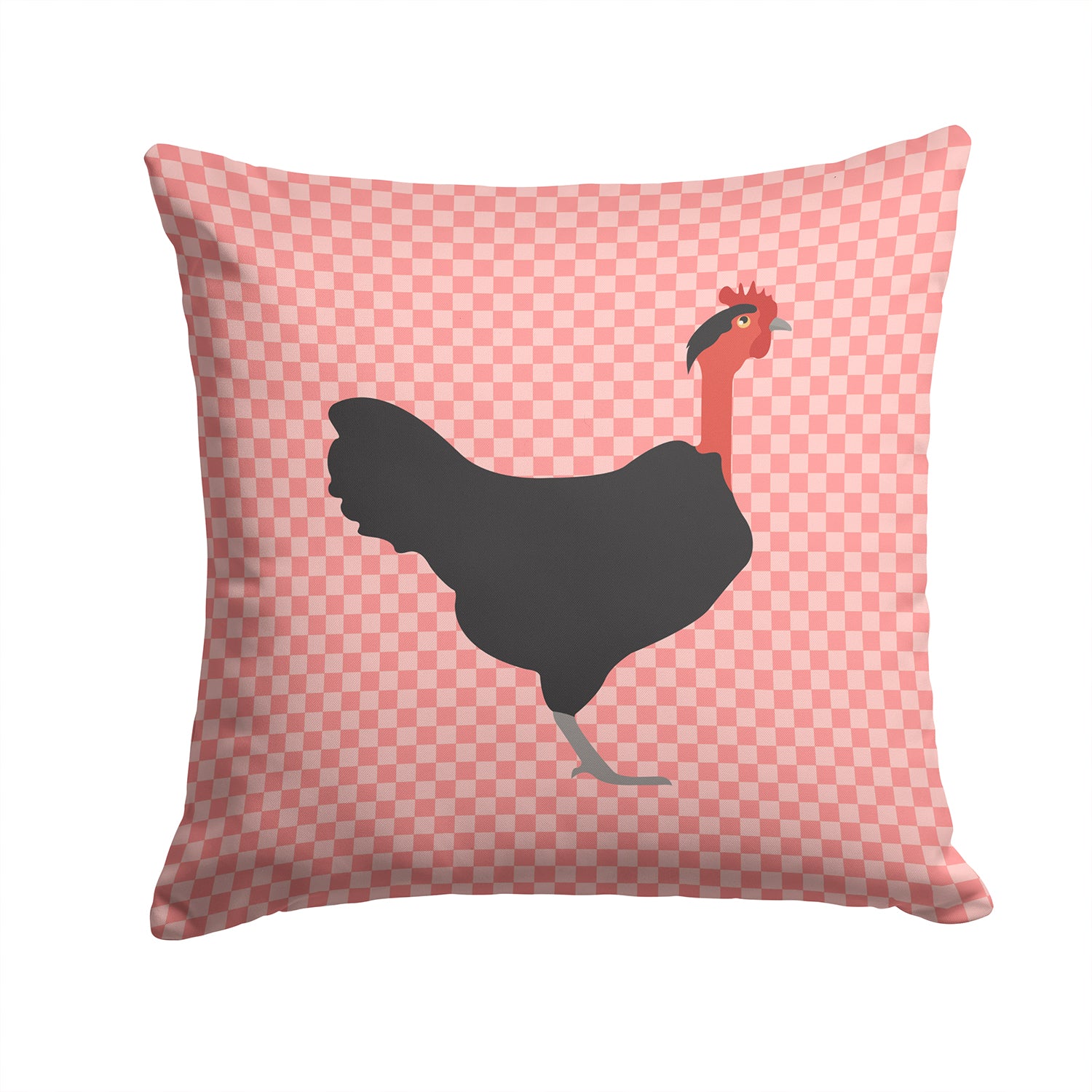 Naked Neck Chicken Pink Check Fabric Decorative Pillow BB7839PW1414 - the-store.com