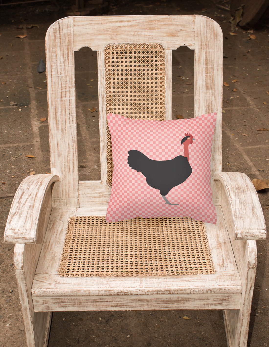 Naked Neck Chicken Pink Check Fabric Decorative Pillow BB7839PW1818 by Caroline's Treasures