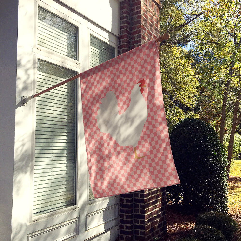 Leghorn Chicken Pink Check Flag Canvas House Size BB7840CHF  the-store.com.