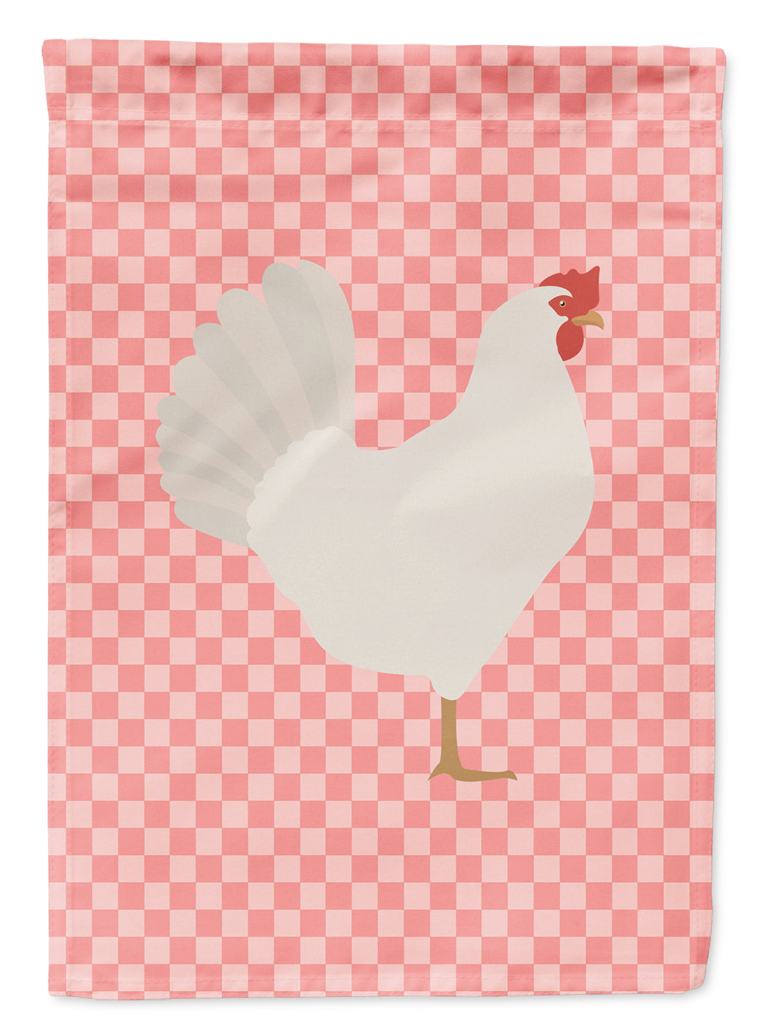 Leghorn Chicken Pink Check Flag Garden Size  the-store.com.