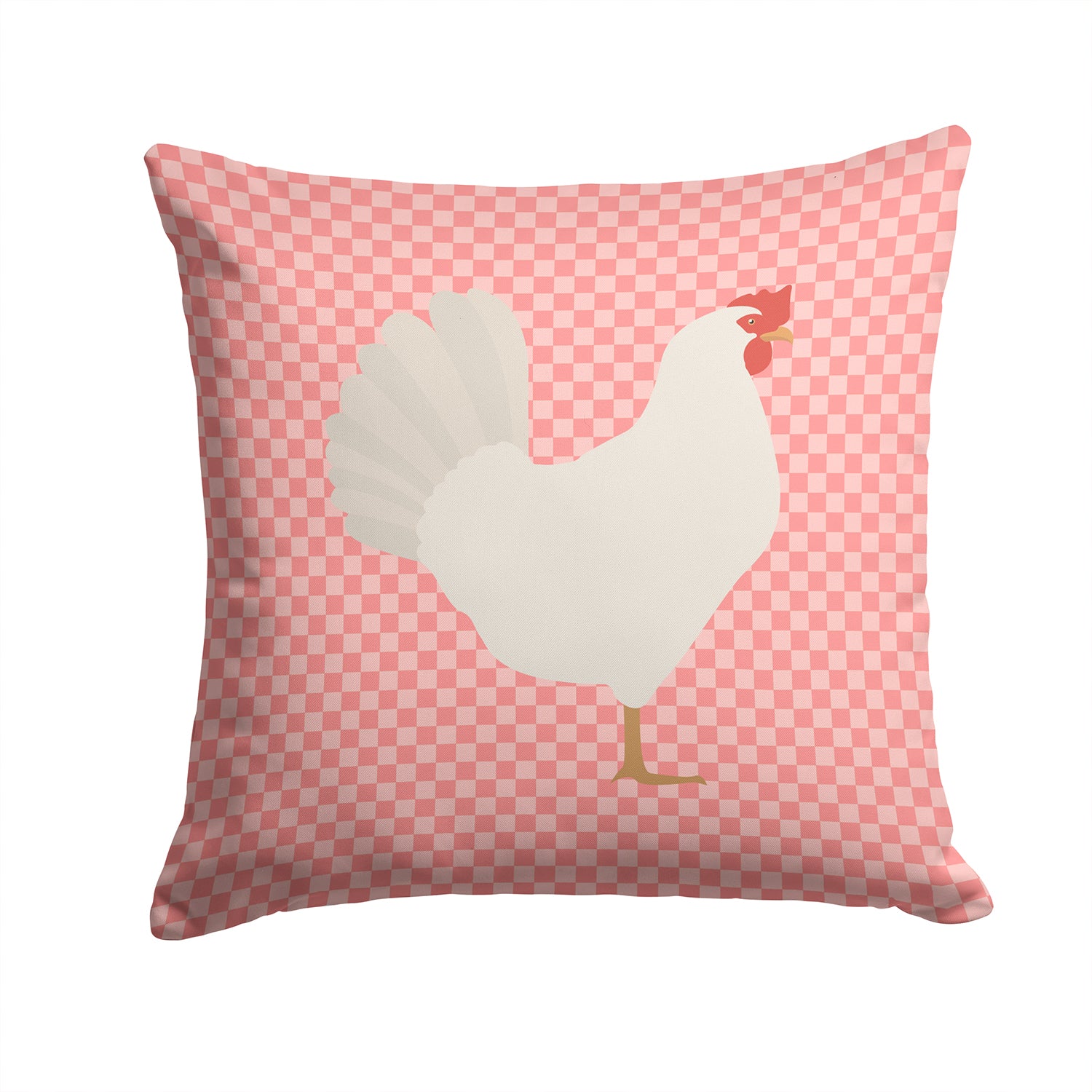 Leghorn Chicken Pink Check Fabric Decorative Pillow BB7840PW1414 - the-store.com