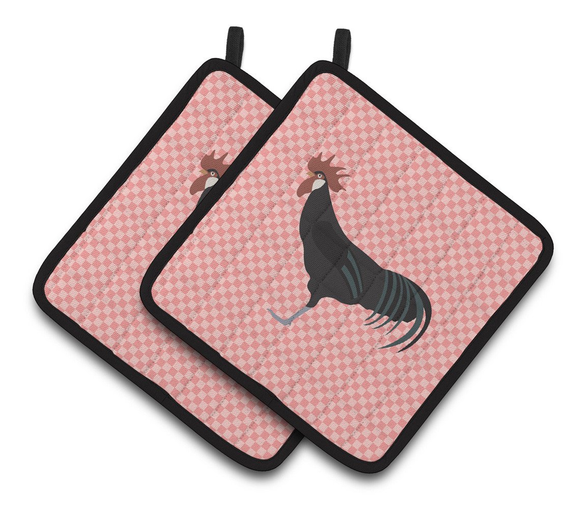 Minorca Ctalalan Chicken Pink Check Pair of Pot Holders BB7841PTHD by Caroline's Treasures