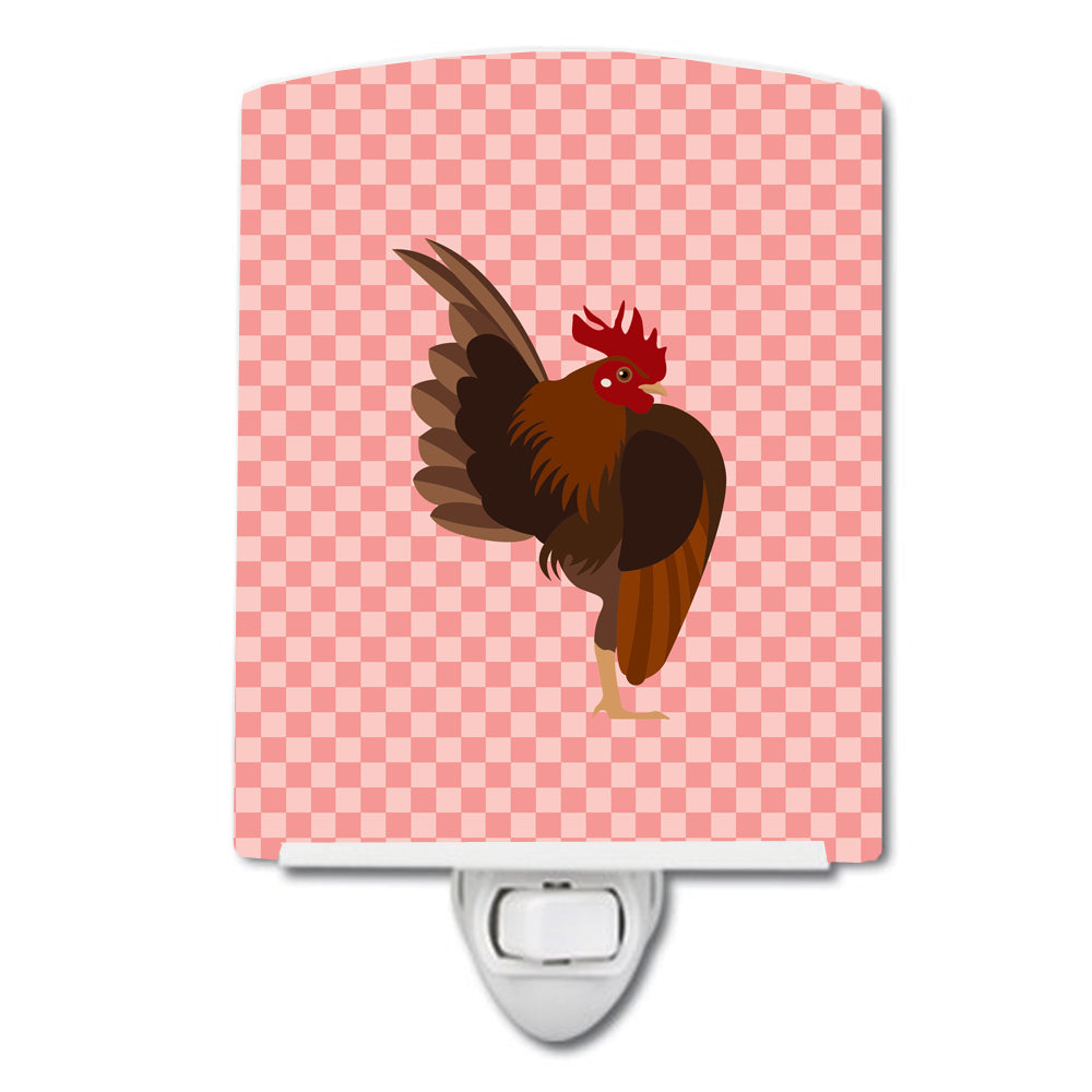 Malaysian Serama Chicken Pink Check Ceramic Night Light BB7842CNL - the-store.com