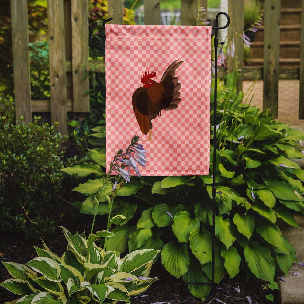 Malaysian Serama Chicken Pink Check Flag Garden Size  the-store.com.