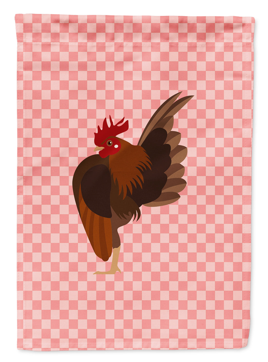 Malaysian Serama Chicken Pink Check Flag Garden Size  the-store.com.