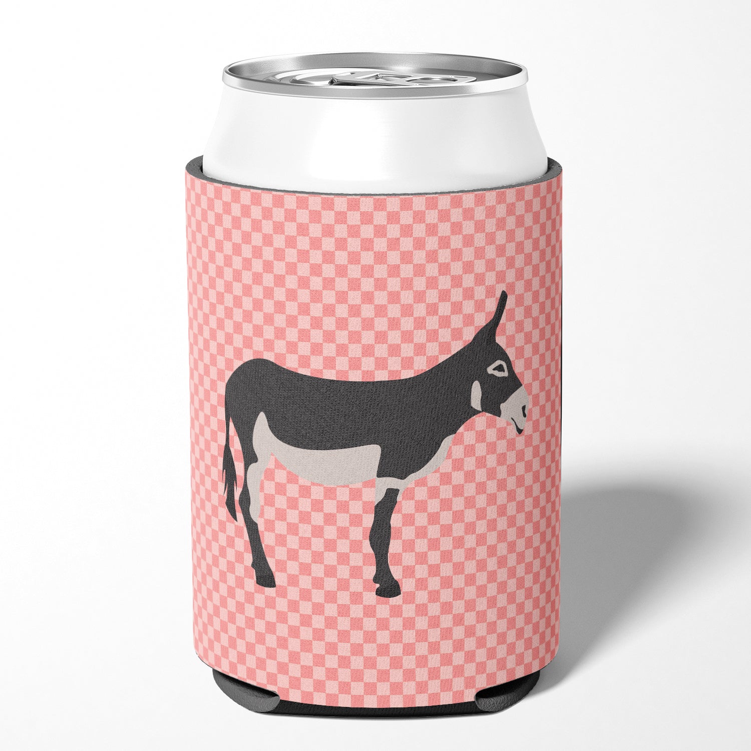 American Mammoth Jack Donkey Pink Check Can or Bottle Hugger BB7844CC  the-store.com.