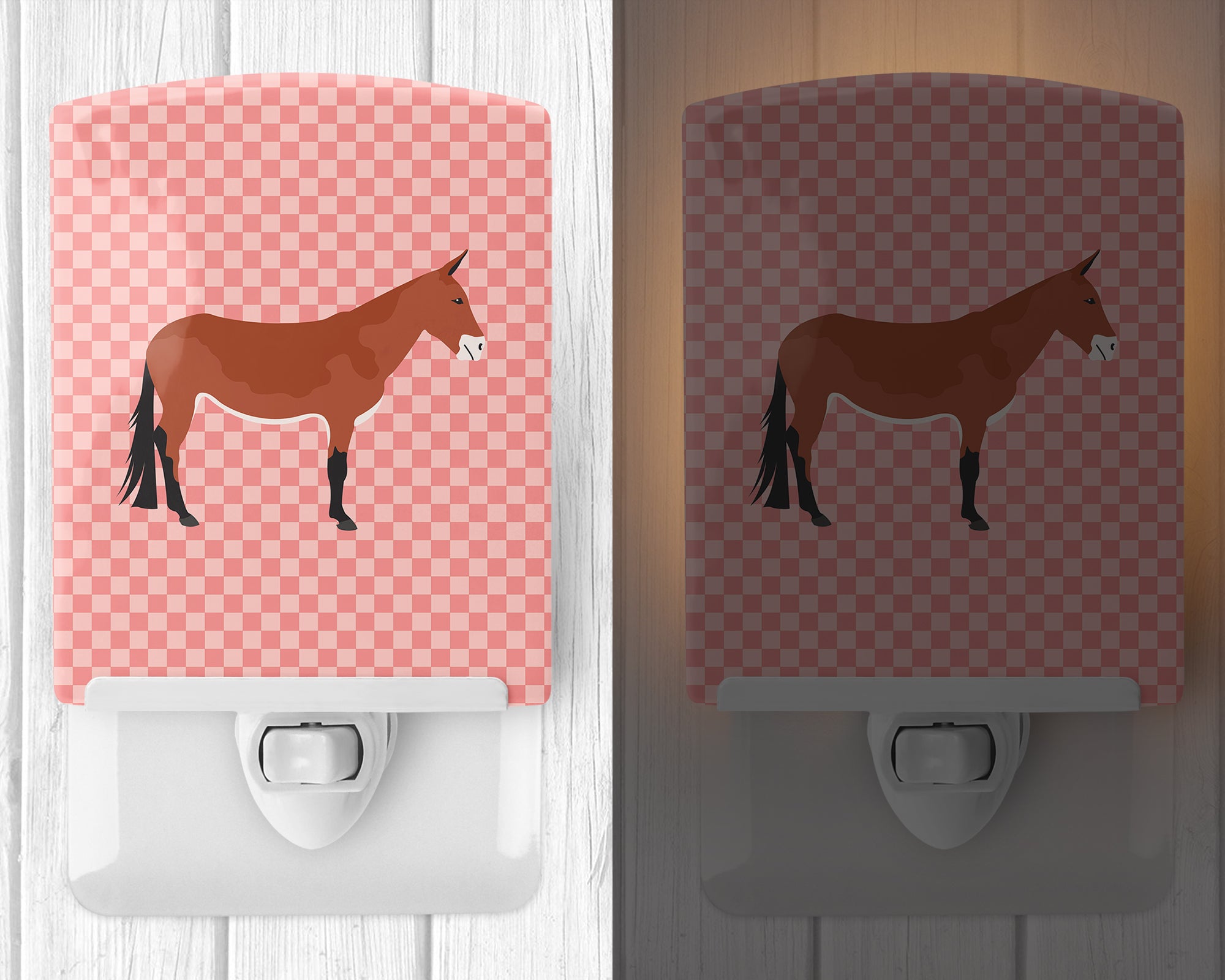 Mule Pink Check Ceramic Night Light BB7845CNL - the-store.com