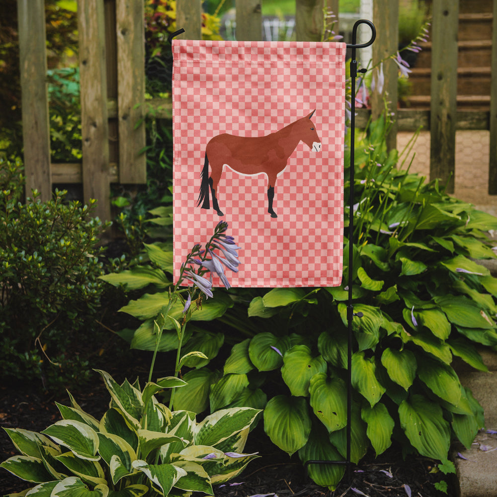 Mule Pink Check Flag Garden Size  the-store.com.