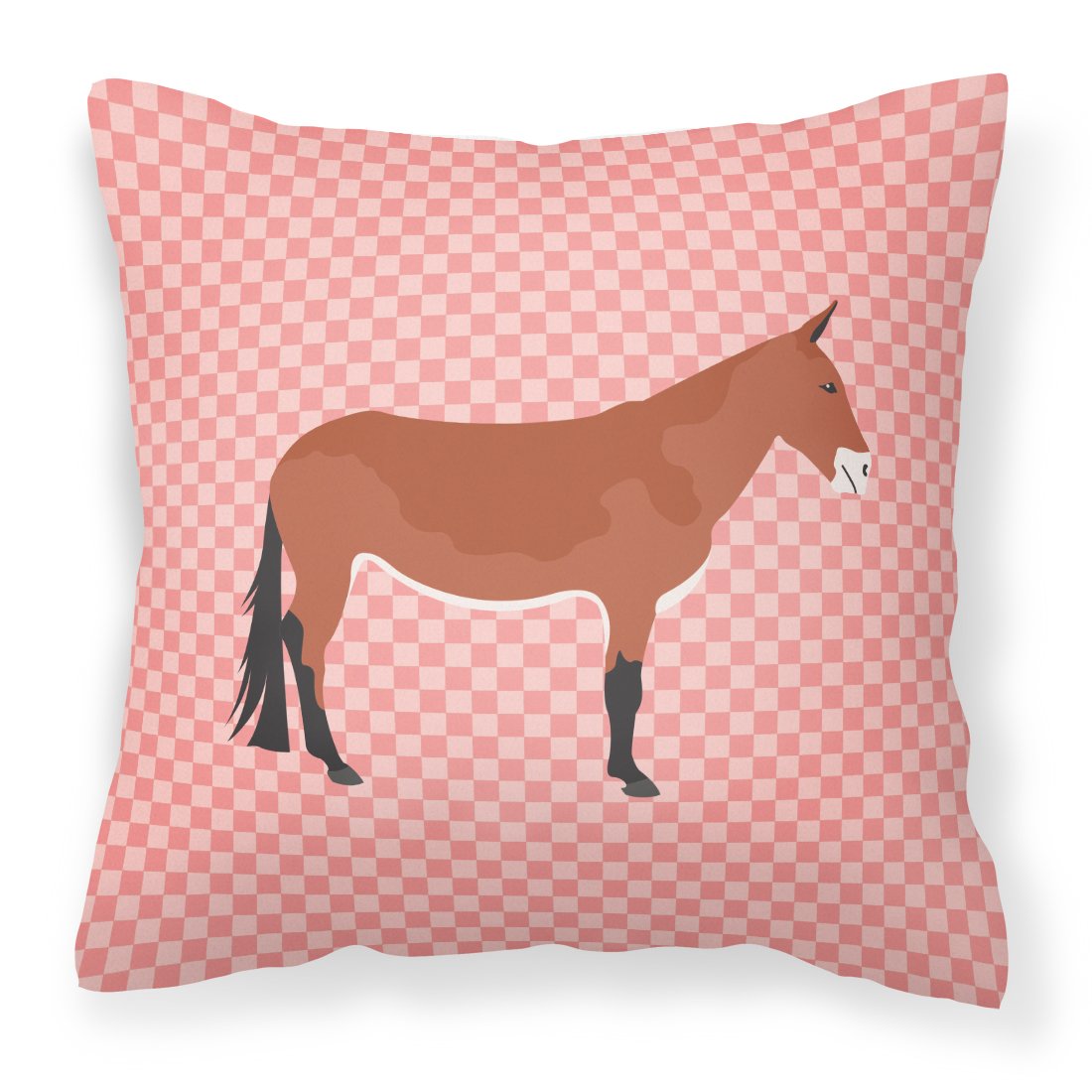 Mule Pink Check Fabric Decorative Pillow by Caroline's Treasures