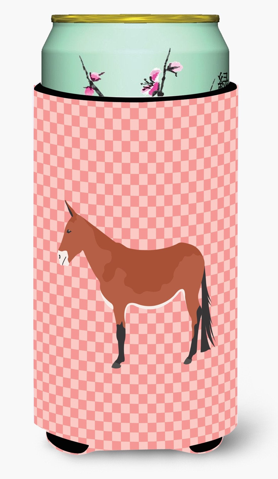 Mule Pink Check Tall Boy Beverage Insulator Hugger BB7845TBC by Caroline&#39;s Treasures