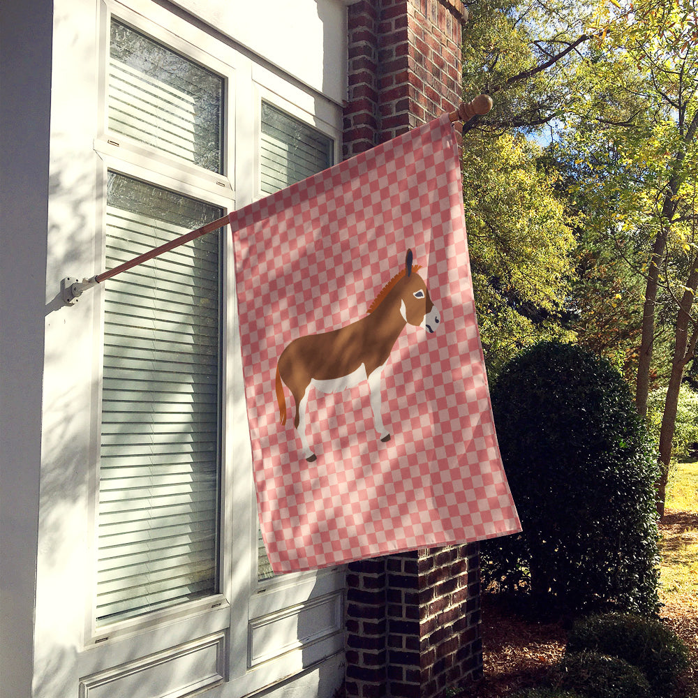 Miniature Mediterranian Donkey Pink Check Flag Canvas House Size BB7847CHF  the-store.com.