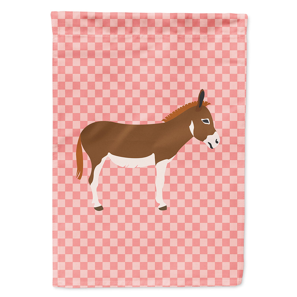 Miniature Mediterranian Donkey Pink Check Flag Canvas House Size BB7847CHF  the-store.com.