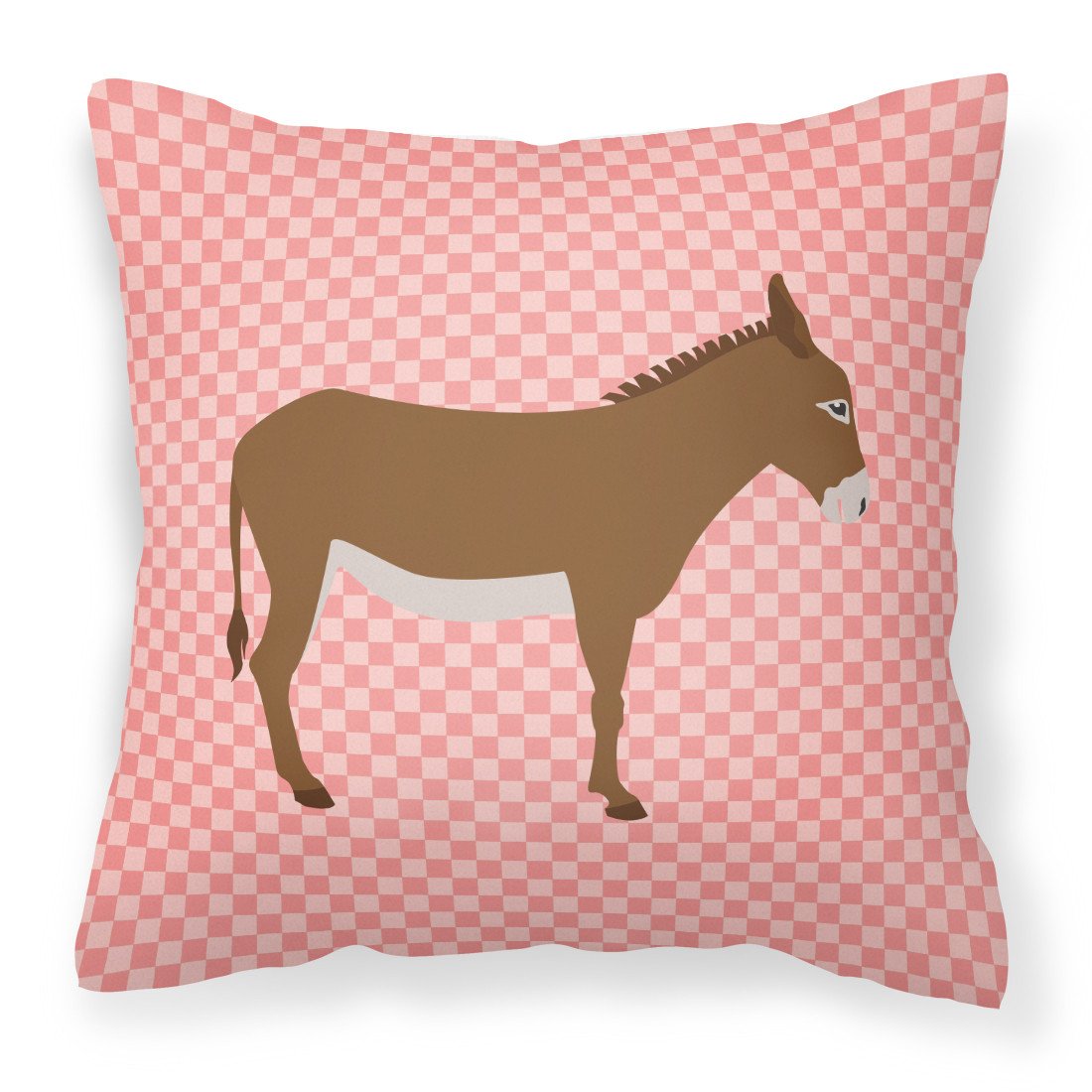 Cotentin Donkey Pink Check Fabric Decorative Pillow BB7849PW1818 by Caroline's Treasures