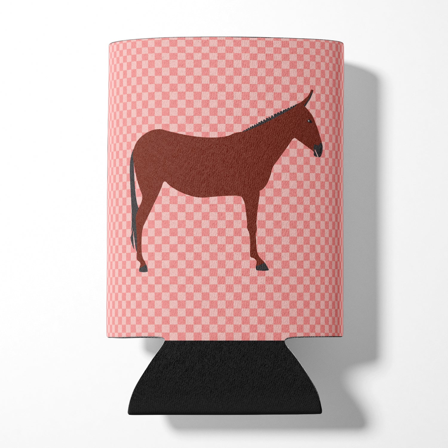 Hinny Horse Donkey Pink Check Can or Bottle Hugger BB7850CC  the-store.com.