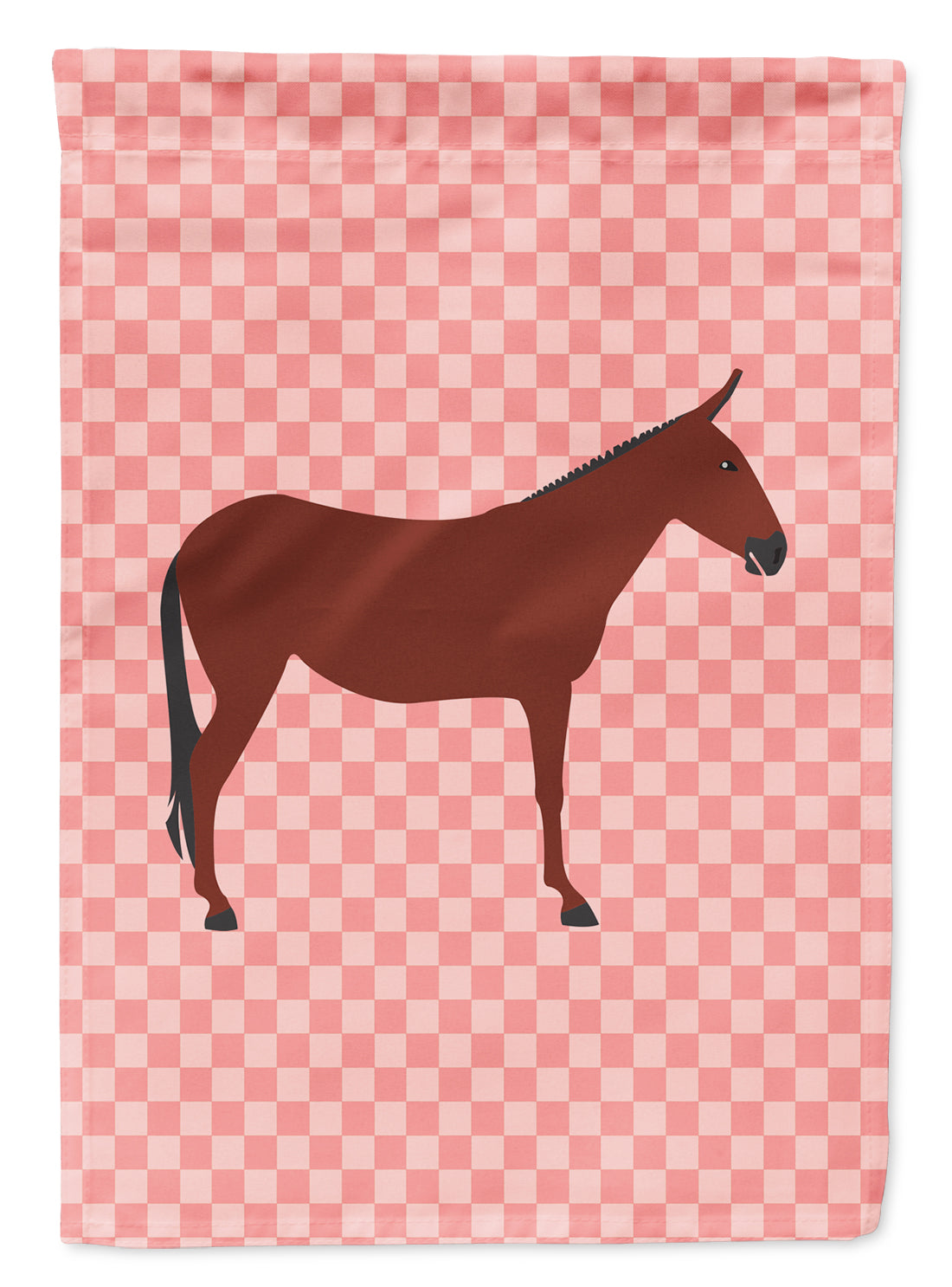 Hinny Horse Donkey Pink Check Flag Garden Size  the-store.com.