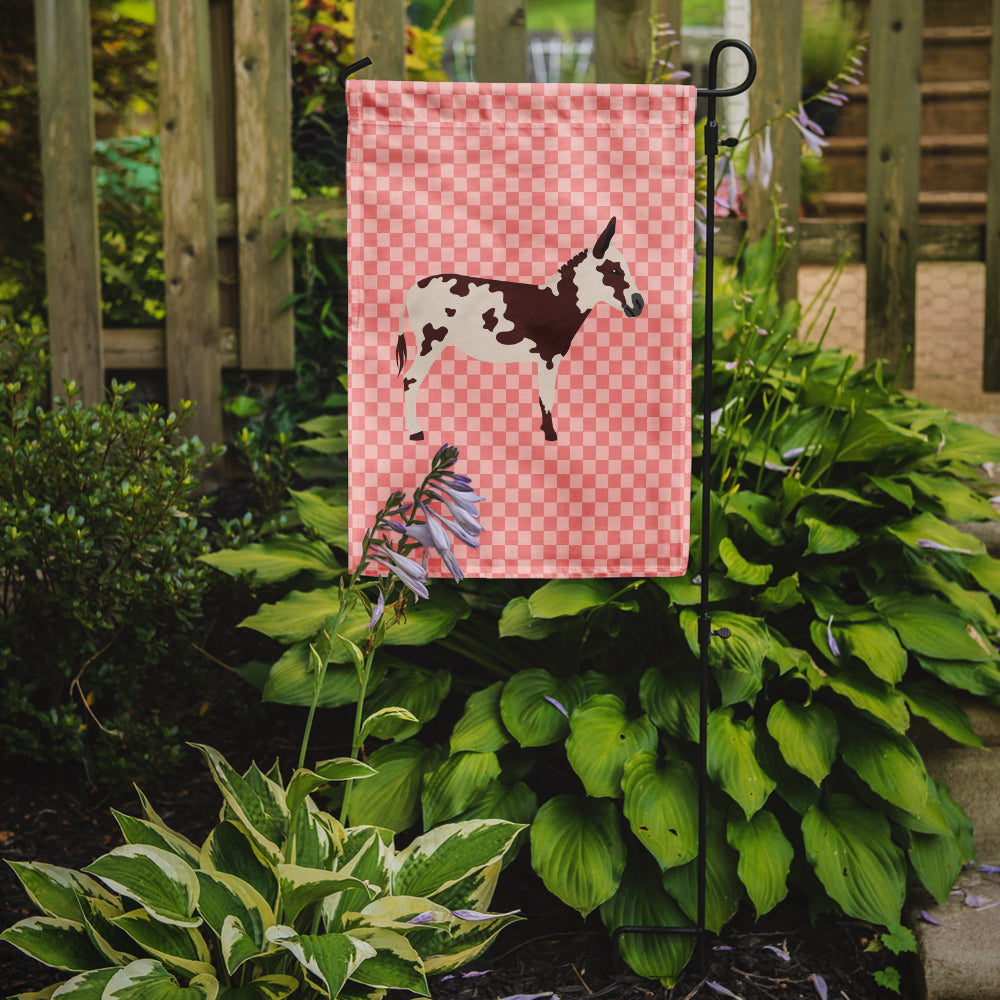 American Spotted Donkey Pink Check Flag Garden Size  the-store.com.