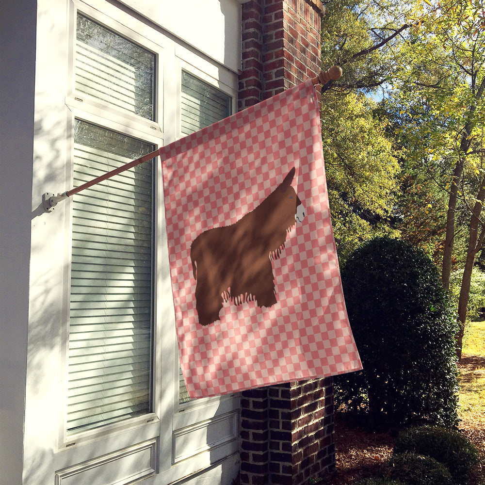 Poitou Poiteuin Donkey Pink Check Flag Canvas House Size BB7852CHF  the-store.com.