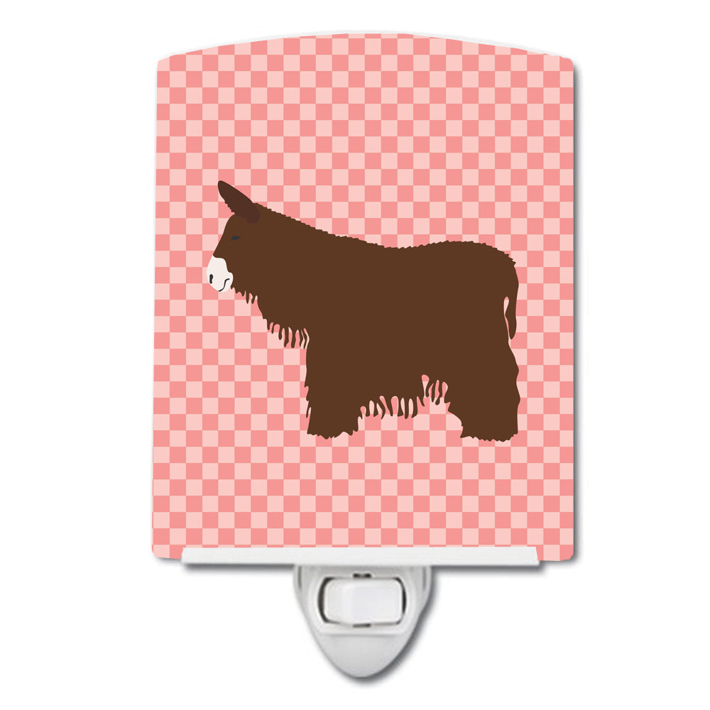 Poitou Poiteuin Donkey Pink Check Ceramic Night Light BB7852CNL - the-store.com