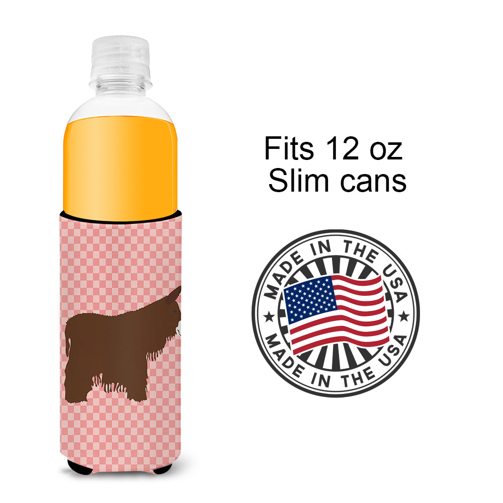 Poitou Poiteuin Donkey Pink Check  Ultra Hugger for slim cans  the-store.com.