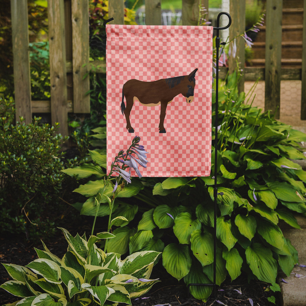 Zamorano-Leones Donkey Pink Check Flag Garden Size  the-store.com.