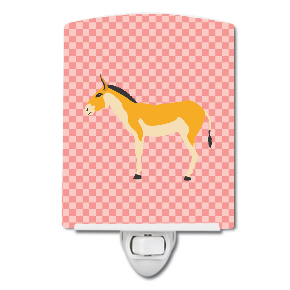 Turkmenian Kulan Donkey Pink Check Ceramic Night Light BB7854CNL - the-store.com