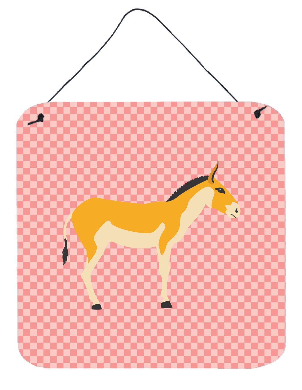 Turkmenian Kulan Donkey Pink Check Wall or Door Hanging Prints BB7854DS66 by Caroline&#39;s Treasures